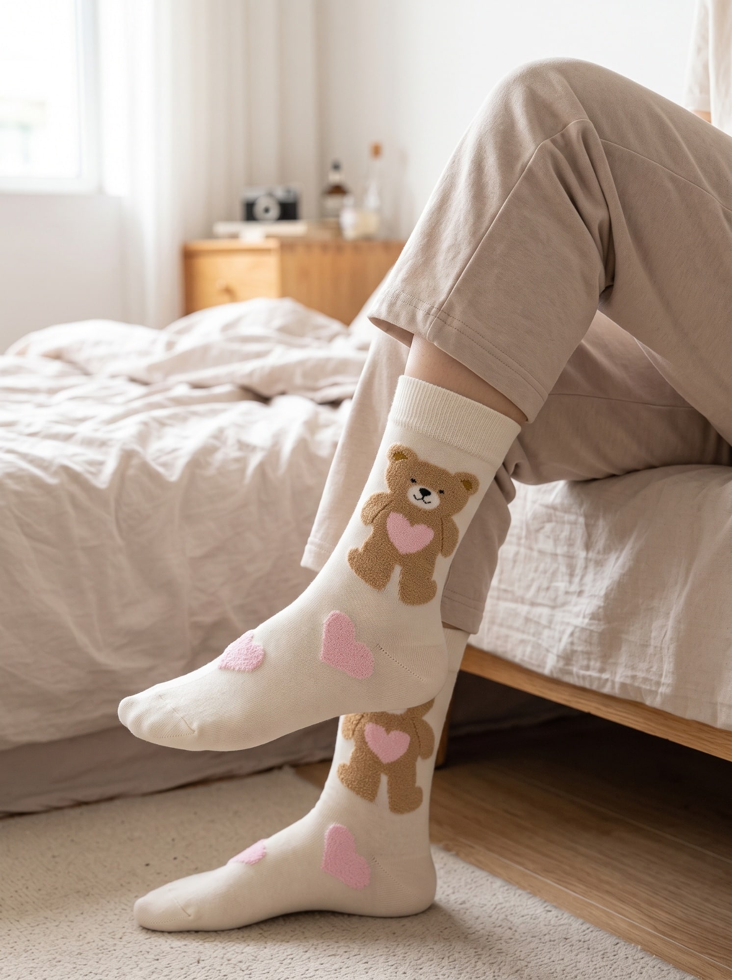 Calcetines Osito Corazón Soquete Algodón | Comodidad con estilo