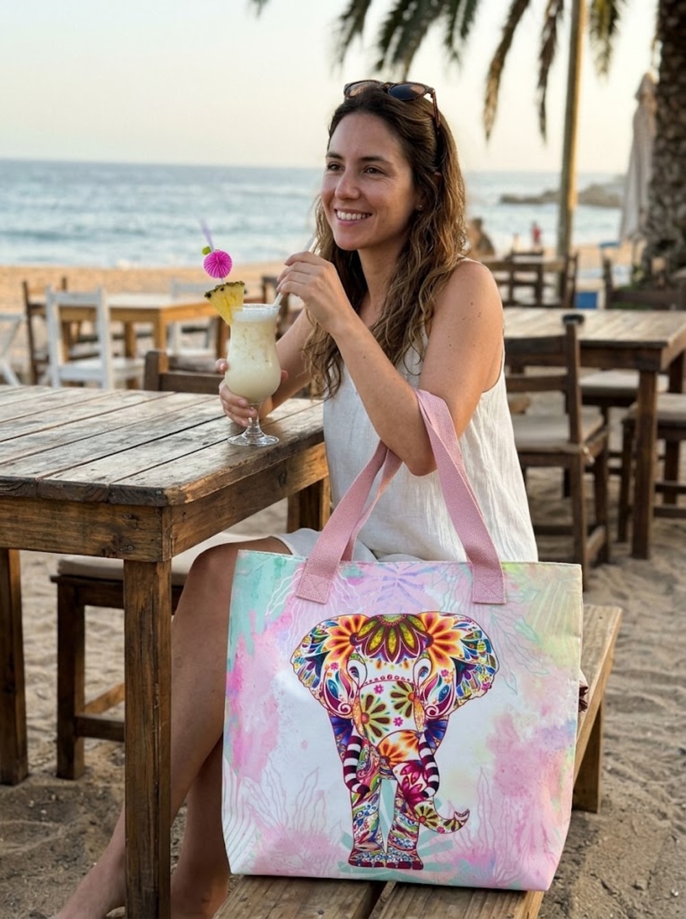 Bolso Playero Elefante Estampado | Estilo y Funcionalidad