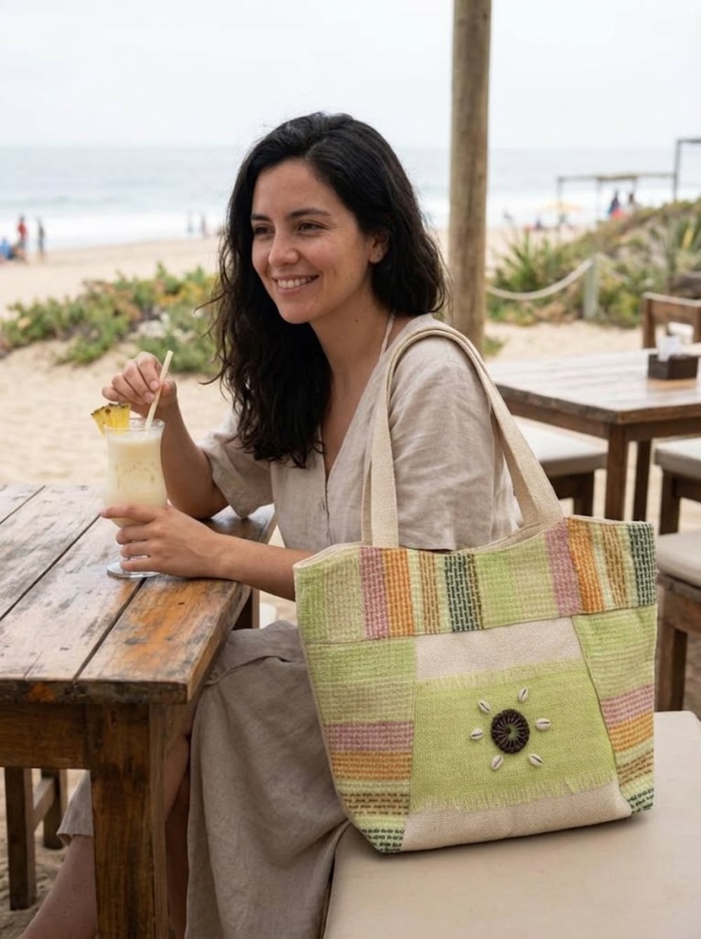 Bolso Playero Texturado Poliéster | Estilo y Confort